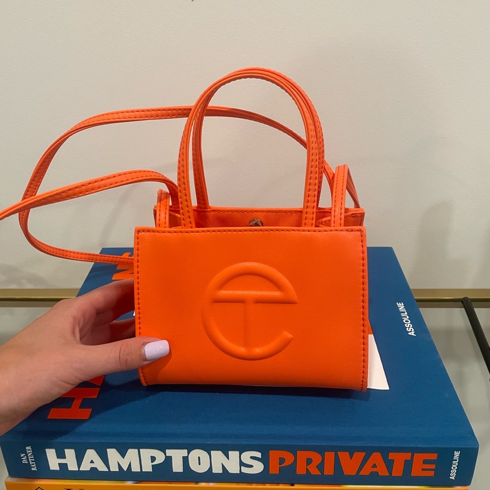 Orange mini telfar bag